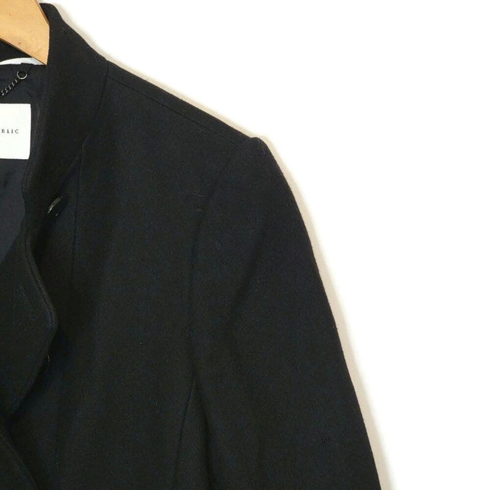 Banana Republic Wool Double Breasted Princess Coat Black Mid Length PL Classic - Picture 3 of 16